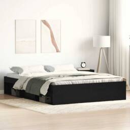 Berkfield Home Bed Frame without Mattress Black Oak 160x200 cm Engineered Wood - thumbnail 2