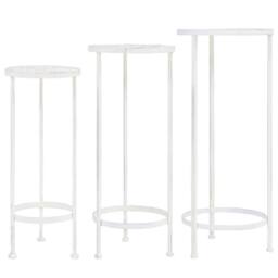 Berkfield Home Plant Stand Set 3 Pieces Vintage Style Metal Antique White - thumbnail 2