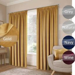 Luxury Living Montreal Taped Top Curtains in Gold - Size: 117 cm width x 137 cm drop - thumbnail 2