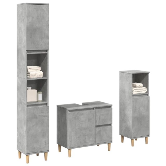 Berkfield Home 3 Piece Bathroom Furniture Set Concrete Grey Engineered Wood - image 1
