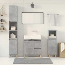 Berkfield Home 3 Piece Bathroom Furniture Set Concrete Grey Engineered Wood - thumbnail 3