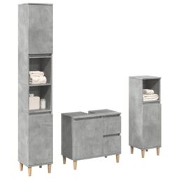 Berkfield Home 3 Piece Bathroom Furniture Set Concrete Grey Engineered Wood - thumbnail 1