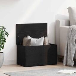 Berkfield Home Storage Box with Lid Black Oak 60x35x35 cm Engineered Wood - Size: 60 x 35 x 35 cm - thumbnail 2