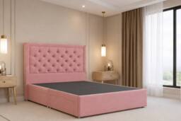 "Chester & Oakley Valencia Plush Divan Bed Base 2 Drawers Foot-End - 54"" Headboard in Pink - Size: King" - thumbnail 3