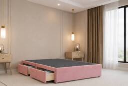 "Chester & Oakley Valencia Plush Divan Bed Base 2 Drawers Foot-End - 54"" Headboard in Pink - Size: King" - thumbnail 6