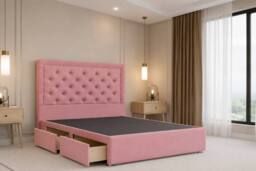 "Chester & Oakley Valencia Plush Divan Bed Base 2 Drawers Foot-End - 54"" Headboard in Pink - Size: King" - thumbnail 2
