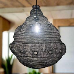 CGC Lighting 'Casablanca' Large Black Mesh Moroccan Metal Ceiling Pendant Light & Lamp Shade - thumbnail 1