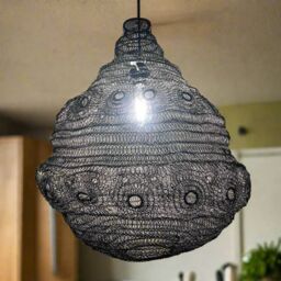 CGC Lighting 'Casablanca' Large Black Mesh Moroccan Metal Ceiling Pendant Light & Lamp Shade - thumbnail 2