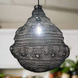 CGC Lighting 'Casablanca' Large Black Mesh Moroccan Metal Ceiling Pendant Light & Lamp Shade - thumbnail 4