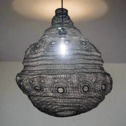 CGC Lighting 'Casablanca' Large Black Mesh Moroccan Metal Ceiling Pendant Light & Lamp Shade - thumbnail 3