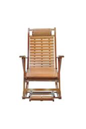 Garden Sanctuary Bamboo Foldable Outdoor Recliner Rocking Chair in Natural - thumbnail 4