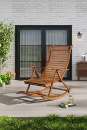 Garden Sanctuary Bamboo Foldable Outdoor Recliner Rocking Chair in Natural - thumbnail 2