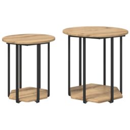 Berkfield Home End Tables Artisan oak Engineered wood, Metal Medium Coffee Table in Brown - thumbnail 2