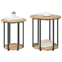 Berkfield Home End Tables Artisan oak Engineered wood, Metal Medium Coffee Table in Brown - thumbnail 3