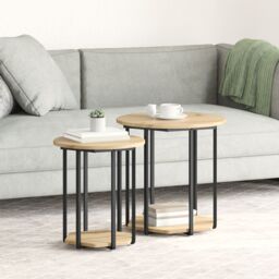 Berkfield Home End Tables Artisan oak Engineered wood, Metal Medium Coffee Table in Brown - thumbnail 1
