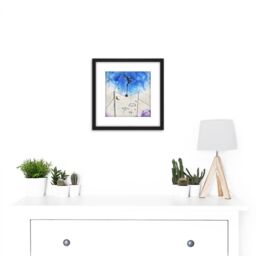 Artery8 Adi Holzer 850 Lebenslauf Life Tightrope Walking Painting 8X8 Inch Square Wooden Framed Wall Art Print Picture with Mount in Black - thumbnail 2