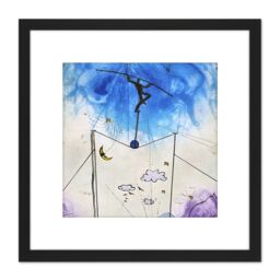 Artery8 Adi Holzer 850 Lebenslauf Life Tightrope Walking Painting 8X8 Inch Square Wooden Framed Wall Art Print Picture with Mount in Black - thumbnail 1