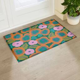 Artsy Mats Elizabeth Olwen Flora Indoor/Outdoor Doormat (90x60cm) in Green - Size: 60 x 90 cm - thumbnail 1