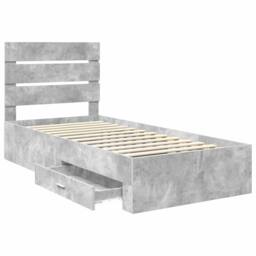 Berkfield Home Bed Frame Concrete Grey & Silver 70 x 190 cm Engineered Wood - thumbnail 5