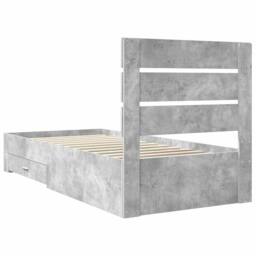 Berkfield Home Bed Frame Concrete Grey & Silver 70 x 190 cm Engineered Wood - thumbnail 9