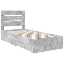 Berkfield Home Bed Frame Concrete Grey & Silver 70 x 190 cm Engineered Wood - thumbnail 4