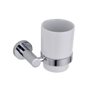 Nes Home Round Single Glass Tumbler & Holder Chrome in Silver - image 1