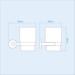 Nes Home Round Single Glass Tumbler & Holder Chrome in Silver - thumbnail 3