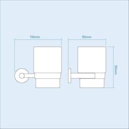 Nes Home Round Single Glass Tumbler & Holder Chrome in Silver - thumbnail 2