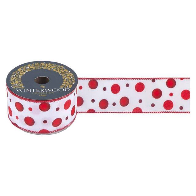 VFM e-Store Christmas Ribbon Garland 6cm x 10cm White X 1 - Size: 6 cm x 10 cm - image 1
