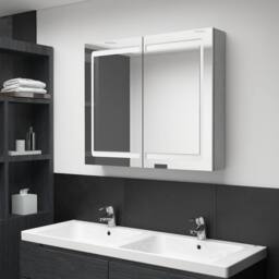 Berkfield Home LED Bathroom Mirror Cabinet Concrete Grey 80x12x68 cm - Size: 80 x 12 x 68 cm - thumbnail 2