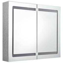 Berkfield Home LED Bathroom Mirror Cabinet Concrete Grey 80x12x68 cm - Size: 80 x 12 x 68 cm
