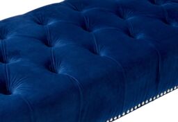 Orsina Contemporary Black Velvet Bench, Button Tufted Upholstered Bench with Clear Acrylic Legs, Hallway Seating in Blue - thumbnail 4