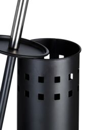 Orsina Matt Black Square Design Toilet Brush Holder, Lavatory Brush Set With Silver Handle, Loo Brush With Holder - thumbnail 5
