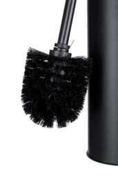 Orsina Matt Black Square Design Toilet Brush Holder, Lavatory Brush Set With Silver Handle, Loo Brush With Holder - thumbnail 4