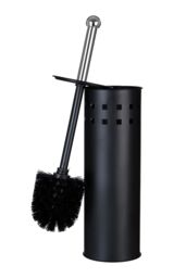 Orsina Matt Black Square Design Toilet Brush Holder, Lavatory Brush Set With Silver Handle, Loo Brush With Holder - thumbnail 2