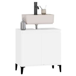 Berkfield Home Sink Cabinet White 58x33x60 cm Engineered Wood - Size: 58 x 33 x 60 cm - thumbnail 4