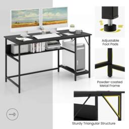 Havendro Computer Workstation Writing Study Desk Storage Shelf-Black in Black - thumbnail 4