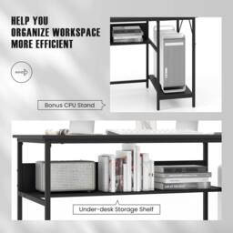 Havendro Computer Workstation Writing Study Desk Storage Shelf-Black in Black - thumbnail 5