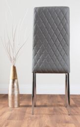 FurnitureboxUK Carson White Marble Effect Dining Table & 4 Milan Chrome Leg Chairs in Grey - thumbnail 6