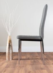 FurnitureboxUK Carson White Marble Effect Dining Table & 4 Milan Chrome Leg Chairs in Grey - thumbnail 5