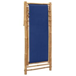 Berkfield Home Deck Chair Bamboo & Canvas Navy Blue - thumbnail 6