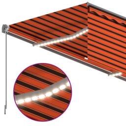 Berkfield Home Manual Retractable Awning with Blind&LED 3x2.5m Orange&Brown - thumbnail 5