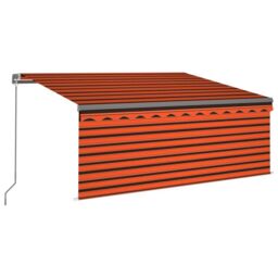 Berkfield Home Manual Retractable Awning with Blind&LED 3x2.5m Orange&Brown - thumbnail 2