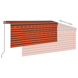 Berkfield Home Manual Retractable Awning with Blind&LED 3x2.5m Orange&Brown - thumbnail 4