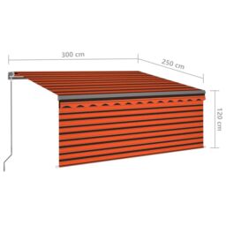 Berkfield Home Manual Retractable Awning with Blind&LED 3x2.5m Orange&Brown - thumbnail 7