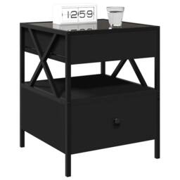 Berkfield Home Bedside Table with Infinity LED Black 40x40x51 cm - Size: 40 x 40 x 51 cm - thumbnail 5