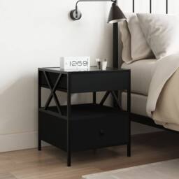 Berkfield Home Bedside Table with Infinity LED Black 40x40x51 cm - Size: 40 x 40 x 51 cm - thumbnail 4