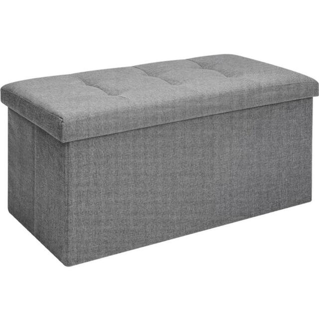 Nordara Folding Ottoman Storage Box Multi Seat Foot Stool Home Organizer in Grey - image 1