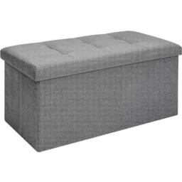 Nordara Folding Ottoman Storage Box Multi Seat Foot Stool Home Organizer in Grey - thumbnail 1