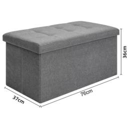 Nordara Folding Ottoman Storage Box Multi Seat Foot Stool Home Organizer in Grey - thumbnail 2